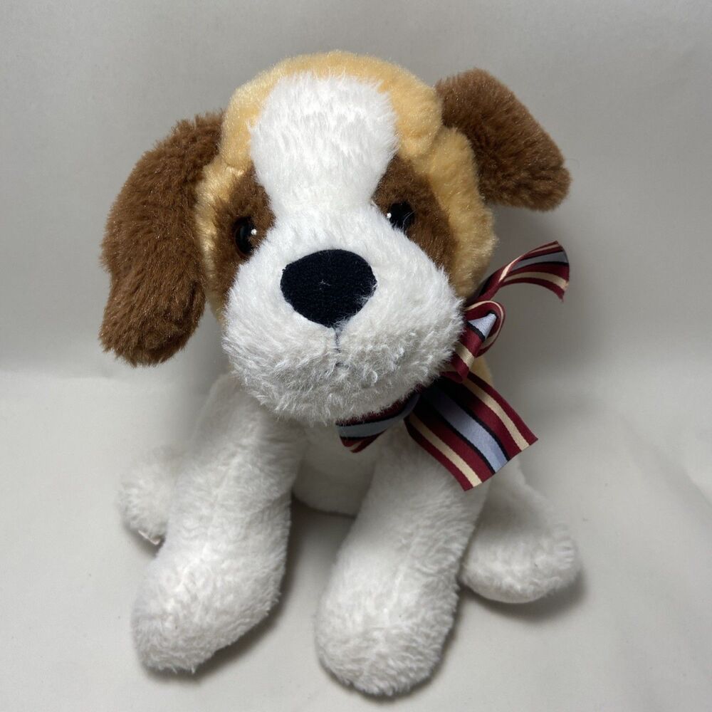 Kaisyang International Tan White Beagle Puppy Dog Plush Sitting 11 inches Bow